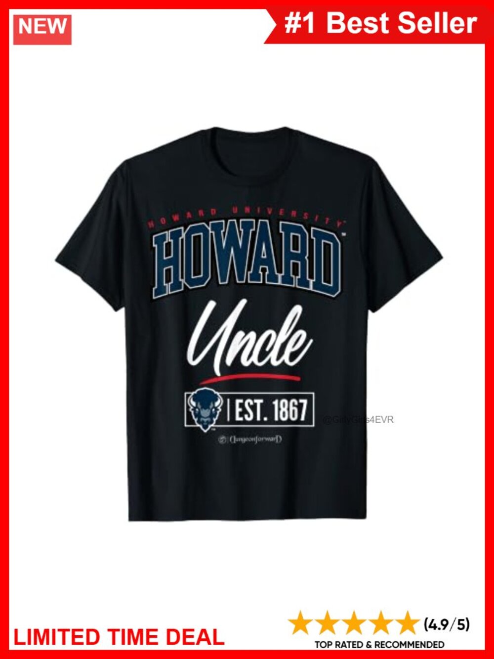 Howard University HBCU Uncle T-Shirt Cotton Casual